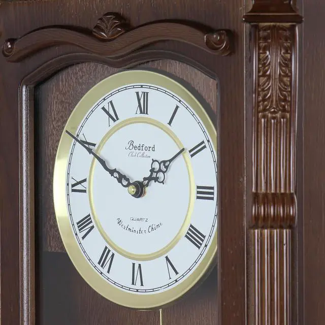 Alt view image 5 of 6 - Bedford Clock Collection Chestnut Chiming Pendulum Wall Clock