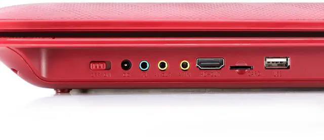 Alt view image 3 of 5 - beFree Sound 14.1 Inch Portable DVD Player with Swivel TFT-LCD Screen and USB,SD,AV Inputs- Red