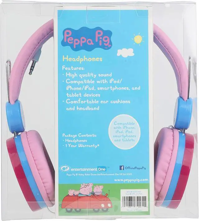 Alt view image 4 of 7 - Sakar Peppa Pig High Quality Wired Headphones in Pink
