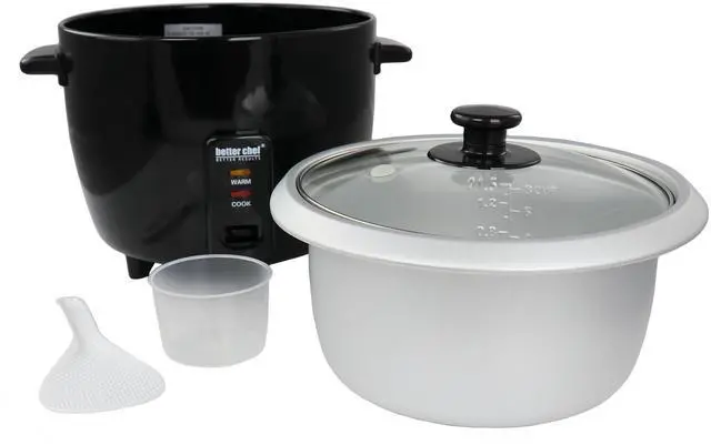 Alt view image 2 of 4 - Better Chef 8 Cup Automatic Rice Cooker in Black With Rice Paddle and Measuring Cup