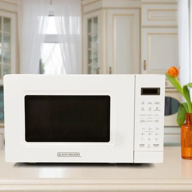 Alt view image 7 of 7 - Black and Decker 0.7 Cu Ft 700 Watt LED Digital Microwave Oven in White with Child Safety Lock