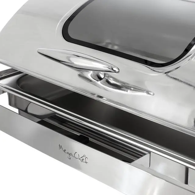 Alt view image 4 of 7 - MegaChef 9.5 Quart Oblong Roll Top Stainless Steel Professional Chafing Dish/Food Warmer/Buffet Server with Window