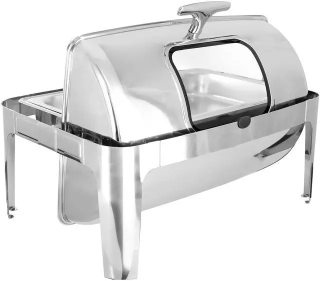 Alt view image 6 of 7 - MegaChef 9.5 Quart Oblong Roll Top Stainless Steel Professional Chafing Dish/Food Warmer/Buffet Server with Window