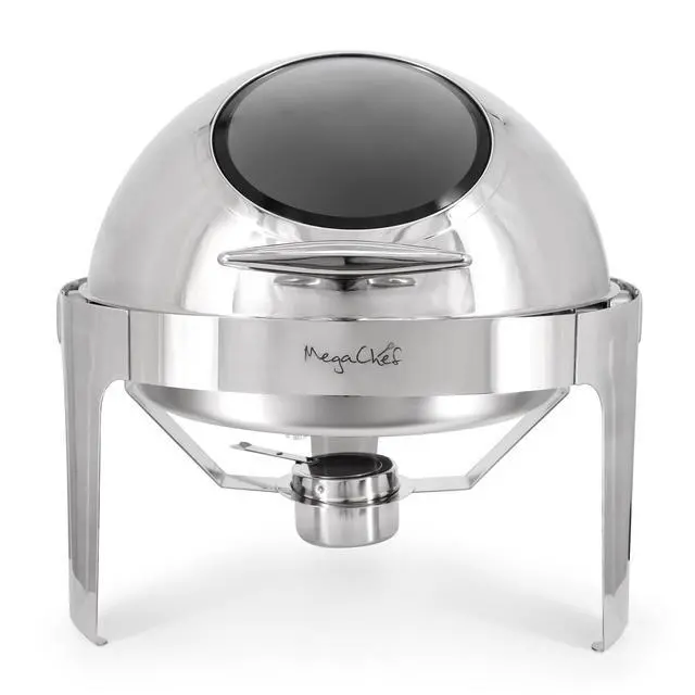 Alt view image 2 of 6 - MegaChef 6.3 Quart Round Stainless Steel Dome Roll Top Professional Chafing Dish/Food Warmer/Buffet Server Serving Dish with Windown