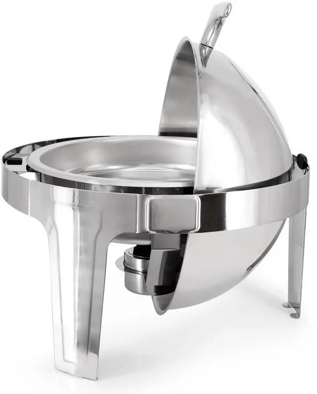 Alt view image 3 of 6 - MegaChef 6.3 Quart Round Stainless Steel Dome Roll Top Professional Chafing Dish/Food Warmer/Buffet Server Serving Dish with Windown