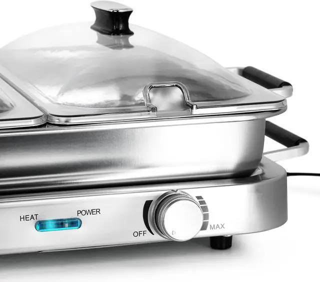 Alt view image 4 of 7 - MegaChef 3-in-1 Electric Chaffing Buffet Server and Warming Tray with Triple 2.63 Quart Trays and 8.6 Quart Baking Pan