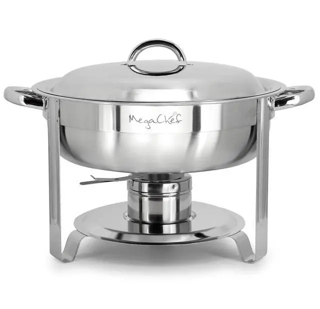 Alt view image 2 of 7 - MegaChef 3.7 Quart Round Stainless Steel Professional Chafing Dish/Food Warmer/Buffet Server Serving Trays