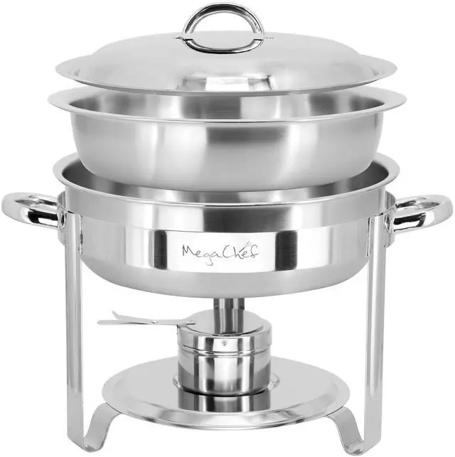 Alt view image 3 of 7 - MegaChef 3.7 Quart Round Stainless Steel Professional Chafing Dish/Food Warmer/Buffet Server Serving Trays