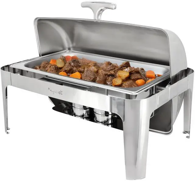 Main image of MegaChef 9.5 Quart Oblong Roll Top Stainless Steel Professional Chafing Dish/Food Warmer/Buffet Server Serving Trays