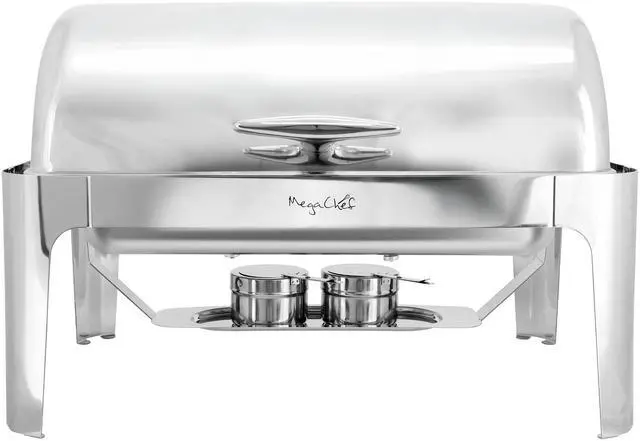 Alt view image 2 of 7 - MegaChef 9.5 Quart Oblong Roll Top Stainless Steel Professional Chafing Dish/Food Warmer/Buffet Server Serving Trays