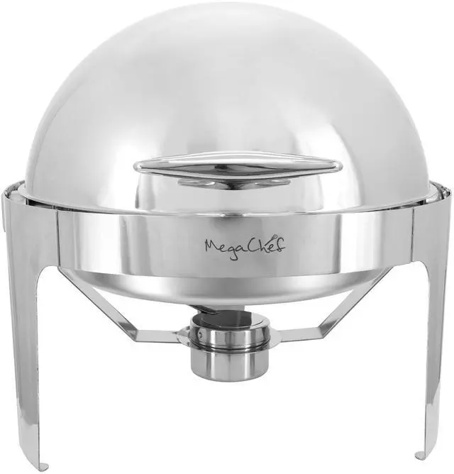 Alt view image 2 of 7 - MegaChef 6.3 Quart Round Stainless Steel Dome Roll Top Professional Chafing Dish/Food Warmer/Buffet Server Serving Dish