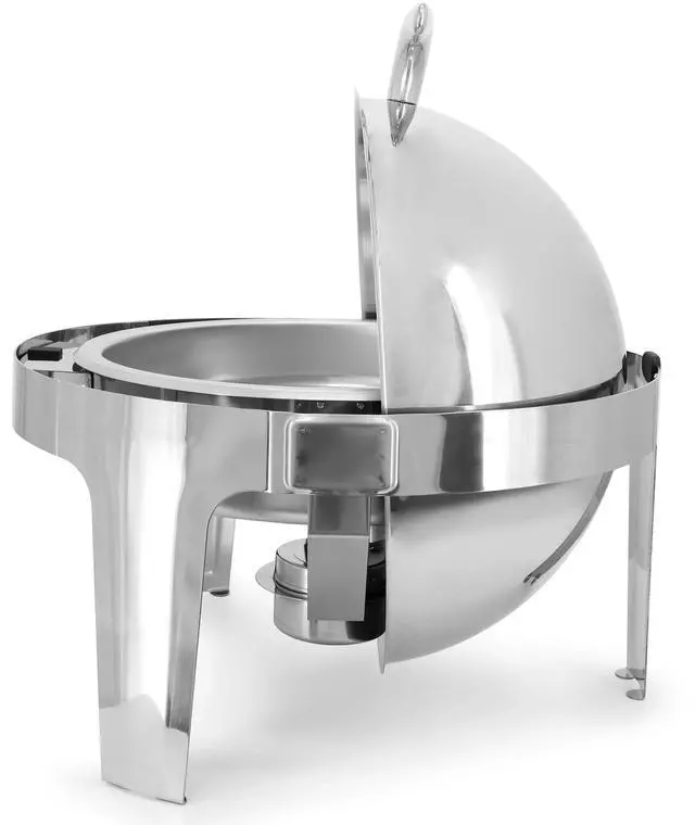 Alt view image 3 of 7 - MegaChef 6.3 Quart Round Stainless Steel Dome Roll Top Professional Chafing Dish/Food Warmer/Buffet Server Serving Dish