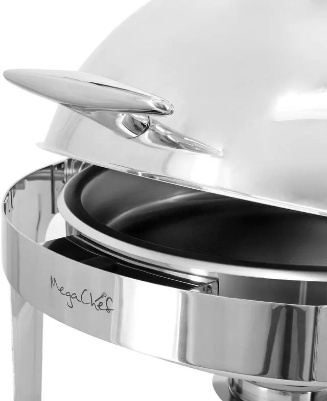 Alt view image 4 of 7 - MegaChef 6.3 Quart Round Stainless Steel Dome Roll Top Professional Chafing Dish/Food Warmer/Buffet Server Serving Dish