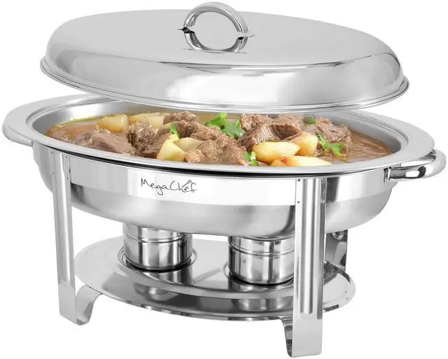 Main image of MegaChef 5.8 Quart Stainless Steel Oval Professional Chafing Dish/Food Warmer/Buffet Server Serving Dish