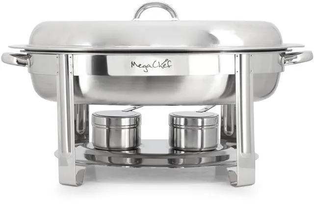Alt view image 2 of 7 - MegaChef 5.8 Quart Stainless Steel Oval Professional Chafing Dish/Food Warmer/Buffet Server Serving Dish