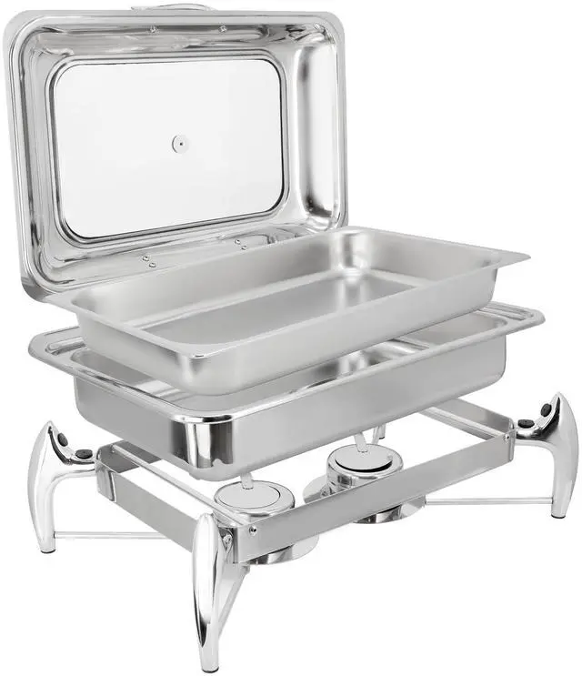 Alt view image 4 of 7 - MegaChef 9.5 Quart Stainless Steel Rectangle Professional Chafing Dish/Food Warmer/Buffet Server Serving Trays
