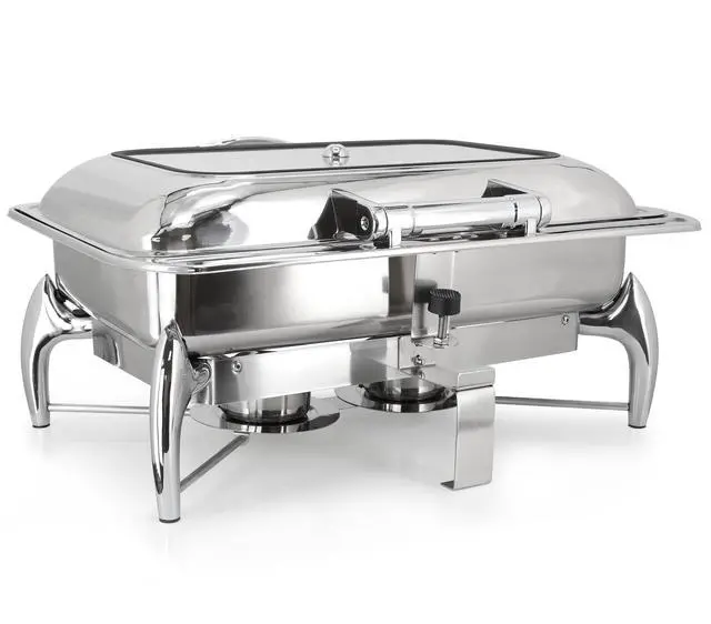 Alt view image 7 of 7 - MegaChef 9.5 Quart Stainless Steel Rectangle Professional Chafing Dish/Food Warmer/Buffet Server Serving Trays