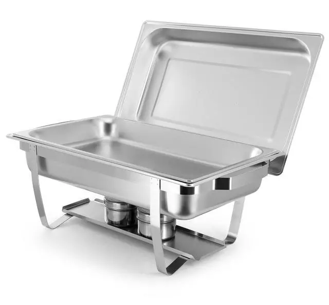 Alt view image 3 of 7 - MegaChef 9.5 Quart Stackable Stainless Steel Professional Chafing Dish/Food Warmer/Buffet Server Serving Trays, Set of 2