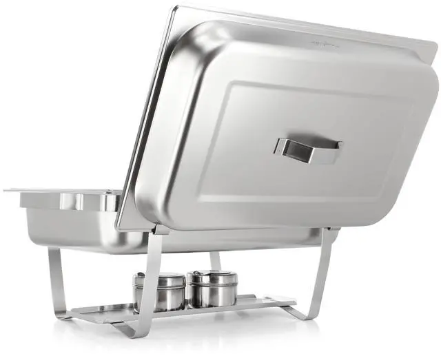 Alt view image 7 of 7 - MegaChef 9.5 Quart Stackable Stainless Steel Professional Chafing Dish/Food Warmer/Buffet Server Serving Trays, Set of 2