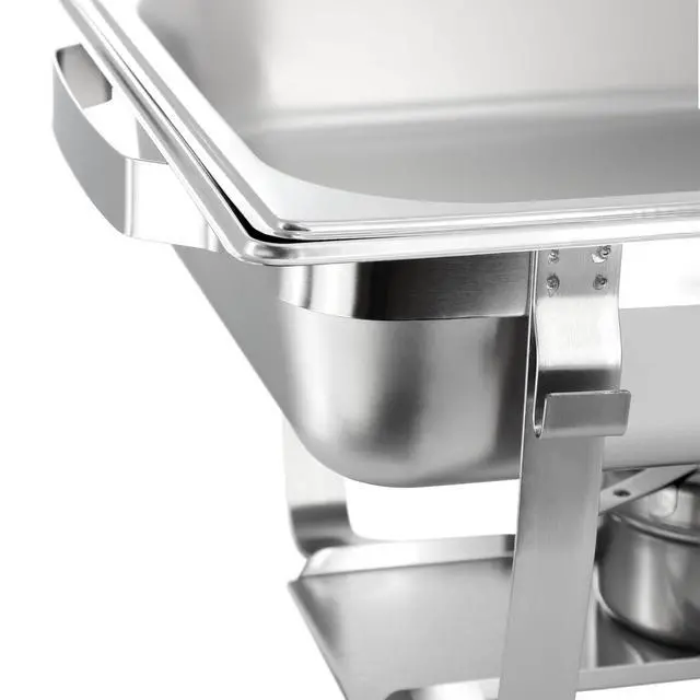 Alt view image 6 of 7 - MegaChef 9.5 Quart Stackable Stainless Steel Professional Chafing Dish/Food Warmer/Buffet Server Serving Trays, Set of 2