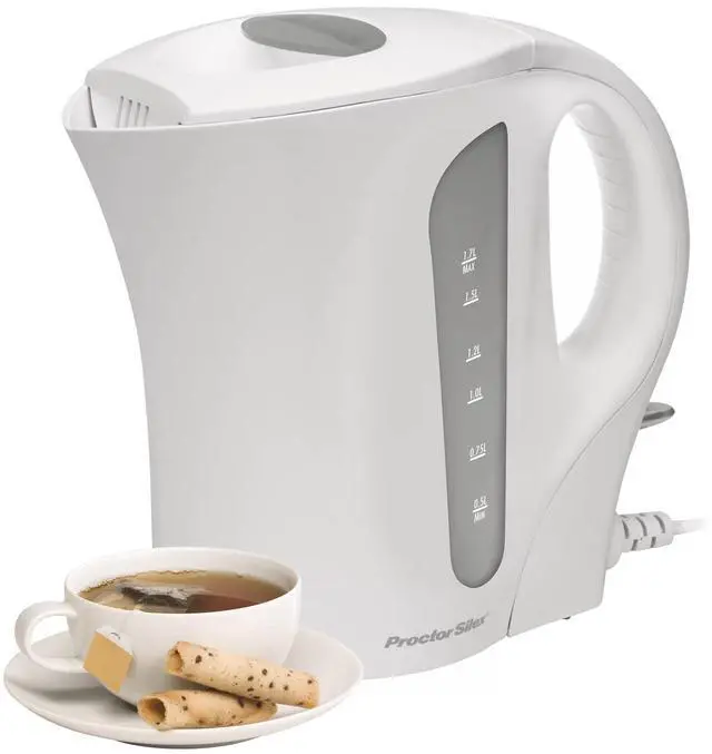 Alt view image 2 of 6 - Proctor Silex 1.7 Liter Plastic Durable Electric Kettle in White