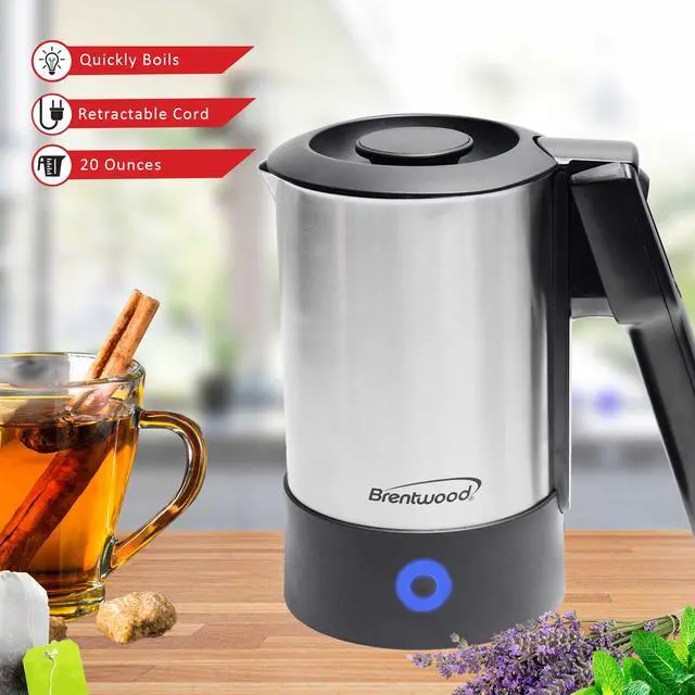 Alt view image 4 of 6 - Brentwood 20 Ounce Stainless Steel Electric Travel Kettle