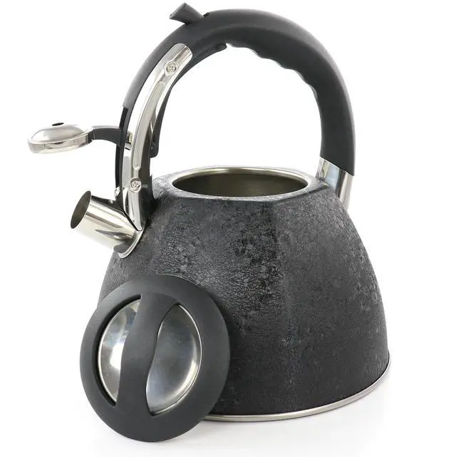Alt view image 2 of 5 - Mr. Coffee 3 Quart Stainless Steel Whistling Tea Kettle with Stay Cool Handle in Black 510116486M