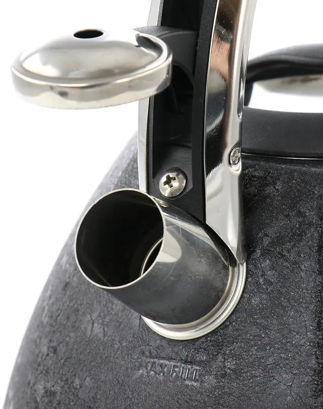 Alt view image 3 of 5 - Mr. Coffee 3 Quart Stainless Steel Whistling Tea Kettle with Stay Cool Handle in Black 510116486M