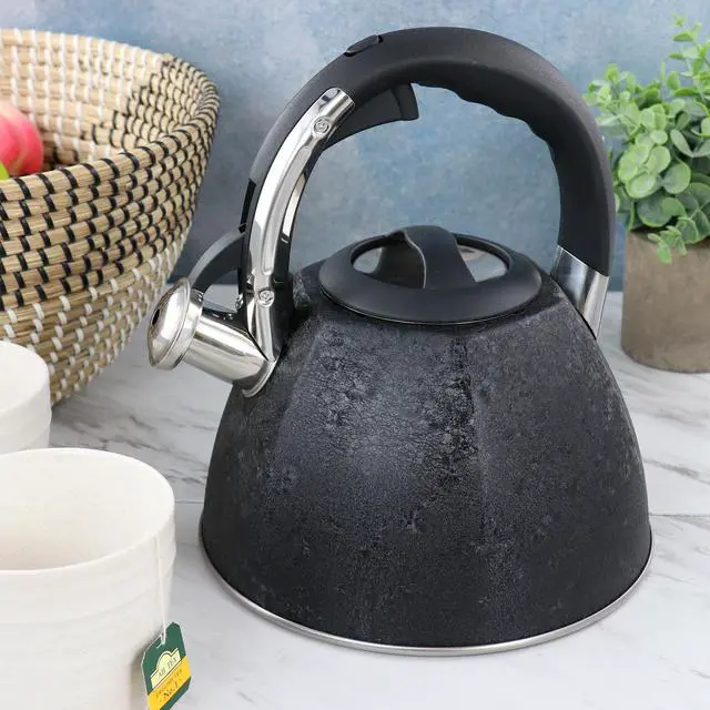 Alt view image 5 of 5 - Mr. Coffee 3 Quart Stainless Steel Whistling Tea Kettle with Stay Cool Handle in Black 510116486M