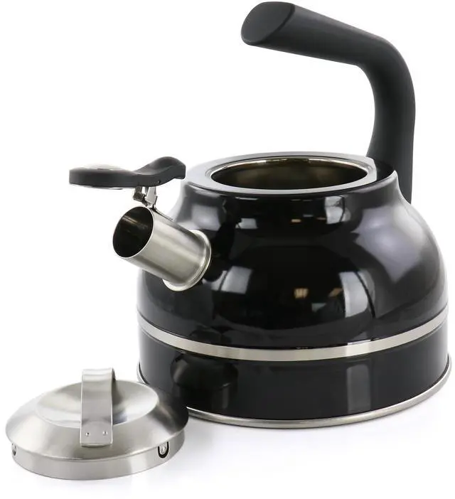 Alt view image 2 of 5 - Kenmore Elite 2.3 Quart Stainless Steel Whistling Tea Kettle in Black  510119680M