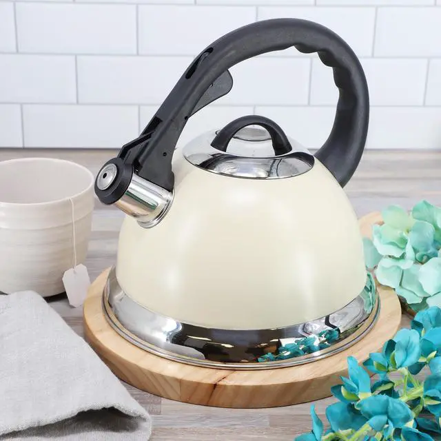 Alt view image 7 of 7 - Mr. Coffee Clarefield 2.4 Quart Stainless Steel Whistling Tea Kettle in White  510122244M