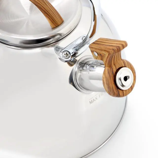 Alt view image 3 of 5 - Mr. Coffee Fremont 2 Quart Mirror Polish Stainless Steel Whistling Tea Kettle  510122637M