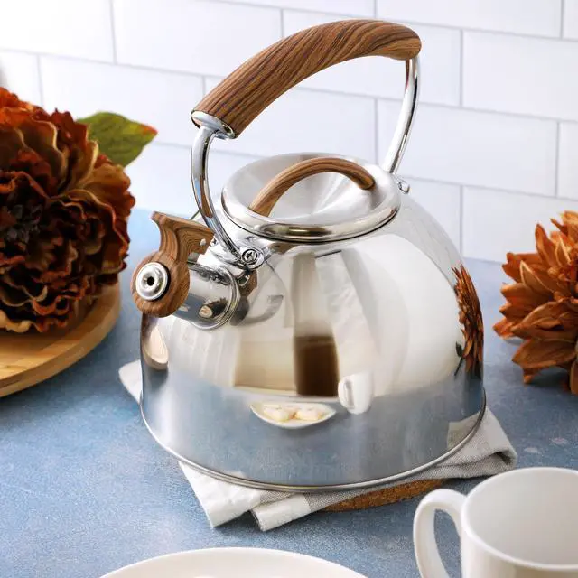 Alt view image 5 of 5 - Mr. Coffee Fremont 2 Quart Mirror Polish Stainless Steel Whistling Tea Kettle  510122637M