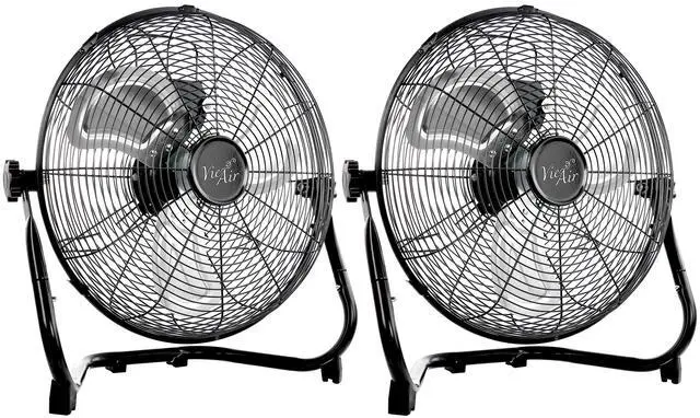 Alt view image 2 of 8 - Vie Air 14 Inch Twin Pack Industrial High Velocity Heavy Duty Metal Floor Fan with 3 Speed Settings