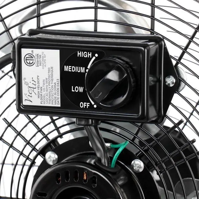 Alt view image 5 of 8 - Vie Air 14 Inch Twin Pack Industrial High Velocity Heavy Duty Metal Floor Fan with 3 Speed Settings