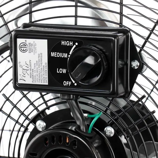 Alt view image 4 of 8 - Vie Air 20 Inch Twin Pack Industrial Tilting High Velocity 3 Speed Metal Floor Fan