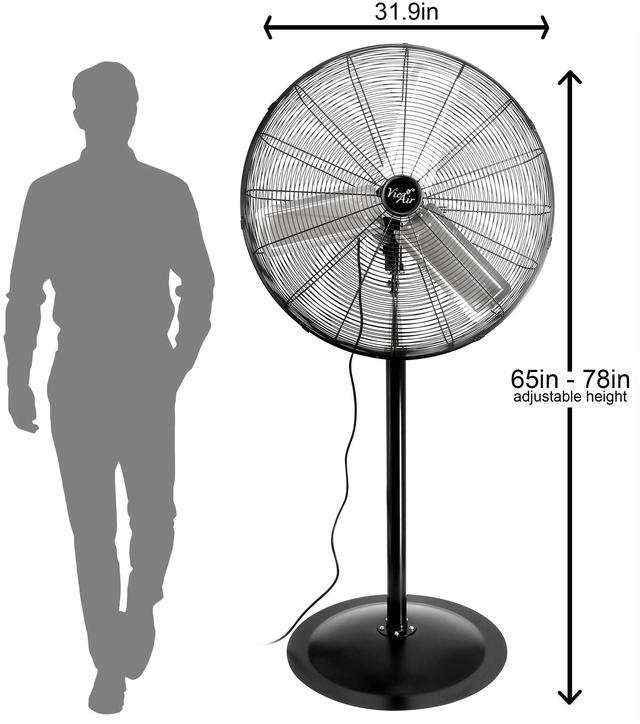 Alt view image 6 of 8 - Vie Air 30 Inch Industrial Heavy Duty Pedestal Oscillating Metal Stand Fan