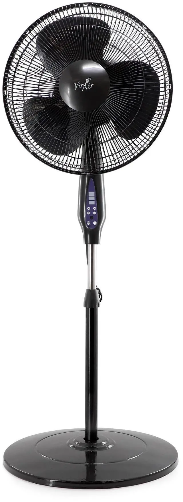 Alt view image 3 of 7 - Vie Air 16 Inch 3 Speed Oscillating Stand Fan with Remote Control in Black