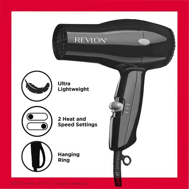 Alt view image 16 of 16 - Revlon Essentials 1875W Black 2 Heat Compact Hair Dryer RVDR5034