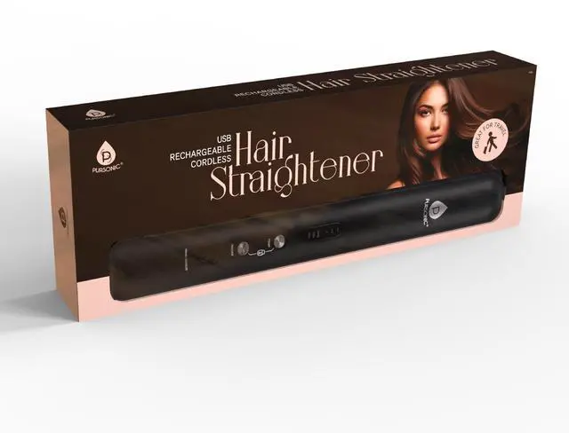 Alt view image 2 of 10 - Pursonic USB Rechargeable Cordless Hair Straightener with 2 * 4500mah Batteries - Portable Hair Straightener with 3 Temp Level, LED Indicators & Ceramic Coated Flat Iron (Black),RHS48BK