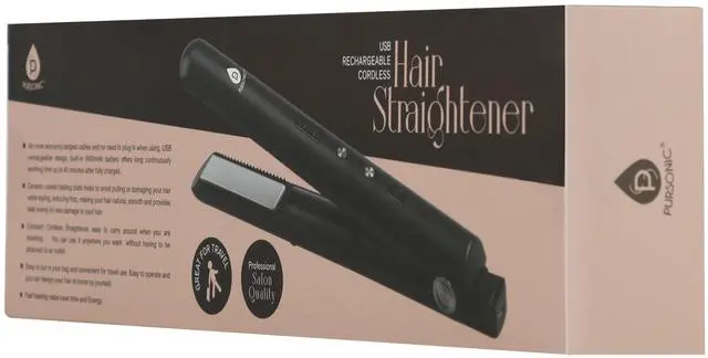 Alt view image 3 of 10 - Pursonic USB Rechargeable Cordless Hair Straightener with 2 * 4500mah Batteries - Portable Hair Straightener with 3 Temp Level, LED Indicators & Ceramic Coated Flat Iron (Black),RHS48BK