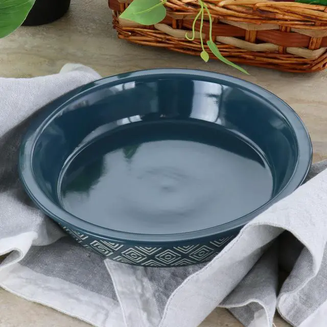 Alt view image 6 of 6 - Laurie Gates 10 Inch Wax Relief Stoneware Tierra Pie Dish in Blue