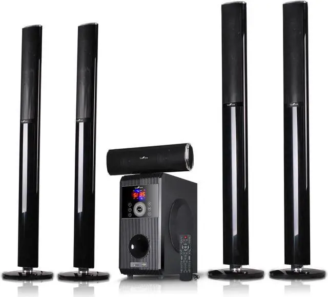 Alt view image 2 of 7 - beFree Sound 2.1 Channel Powered Bluetooth Dual Wood Tower Speakers with Optical Input