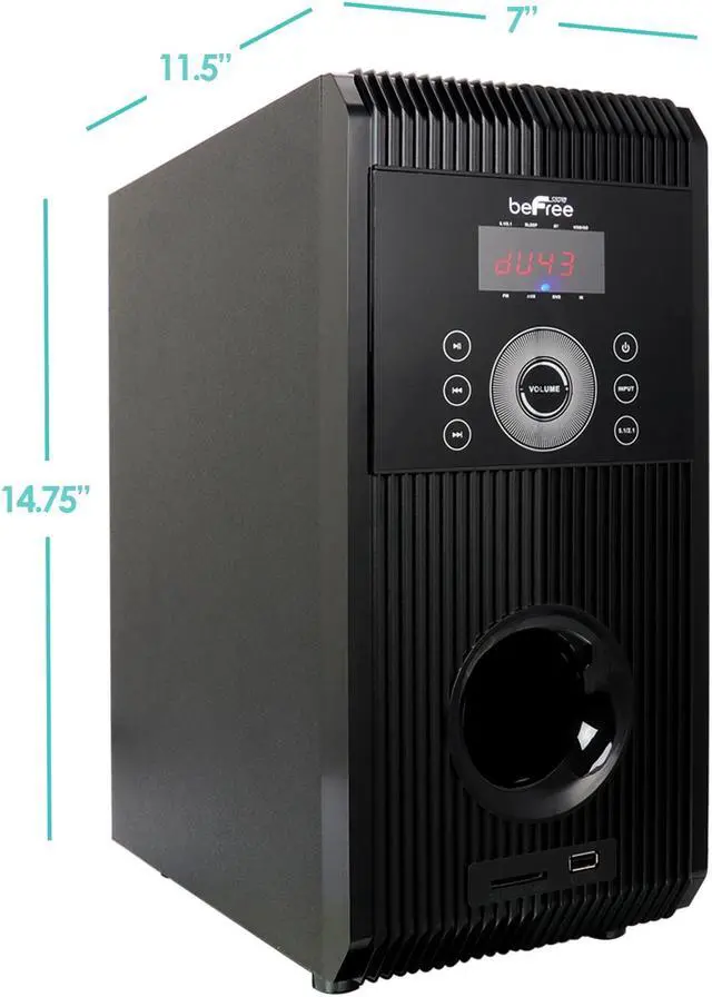 Alt view image 4 of 7 - beFree Sound 2.1 Channel Powered Bluetooth Dual Wood Tower Speakers with Optical Input
