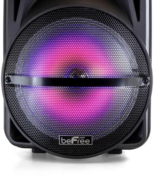Alt view image 3 of 5 - beFree Sound 12 Inch PA Bluetooth Rechargeable Portable Party Speaker with Reactive LED Lights and Stand