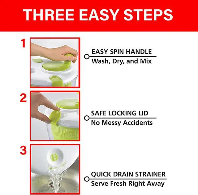 Alt view image 4 of 7 - Brentwood 5 Quart Salad Spinner with Serving Bowl