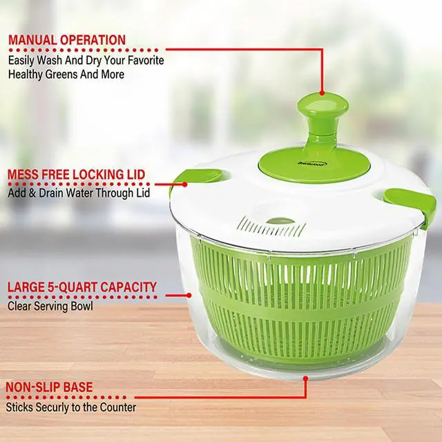 Alt view image 3 of 7 - Brentwood 5 Quart Salad Spinner with Serving Bowl