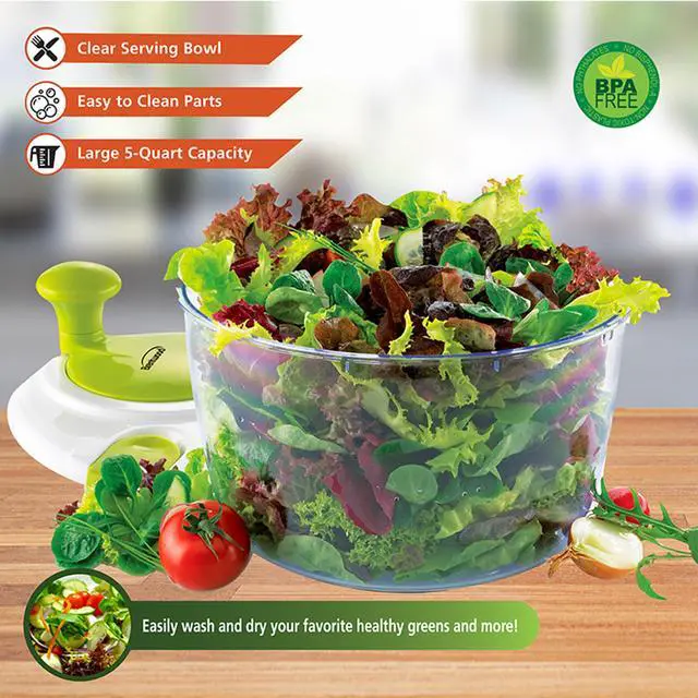 Alt view image 6 of 7 - Brentwood 5 Quart Salad Spinner with Serving Bowl