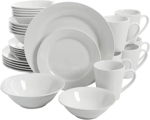 Alt view image 4 of 5 - Gibson Home Noble Court 30 Piece Ceramic Dinnerware Set in White