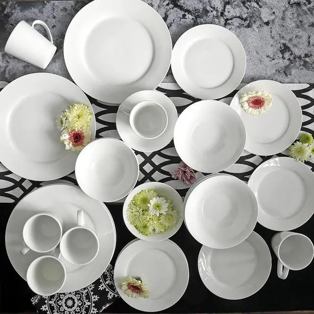 Alt view image 2 of 5 - Gibson Home Noble Court 30 Piece Ceramic Dinnerware Set in White
